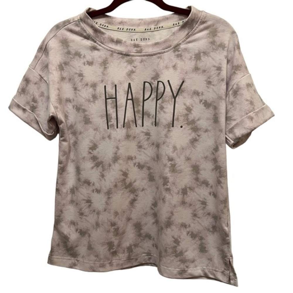Rae Dunn Happy Tie Dye Cuffed Sleeve Top Size S
